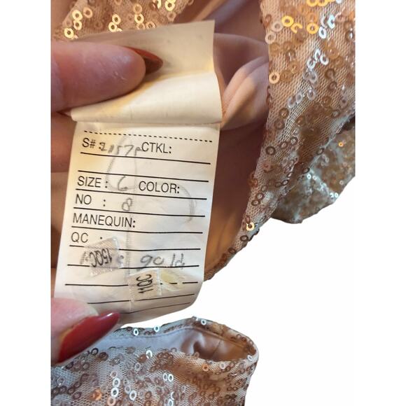 Morilee by Madeline Gardner Rose Gold Sequined Gown - Size 6 - Picture 11 of 16